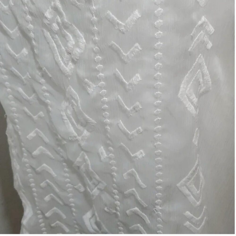 Old Navy Baja Embroidered Tunic Boho Peasant‎ in Whipped Cream Size M Sheer - Picture 10 of 10